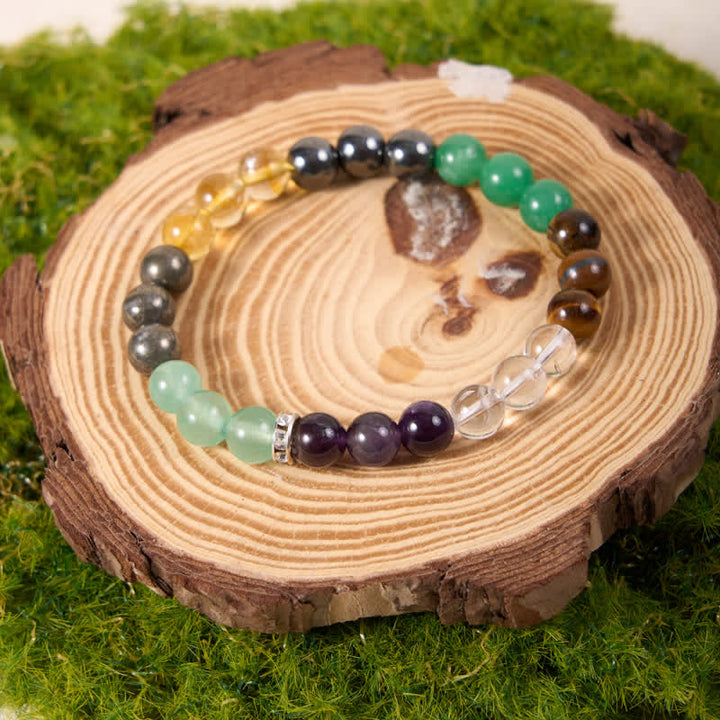 Bracelet Olivenorma en perles d'hématite, d'aventurine verte, d'améthyste et de citrine