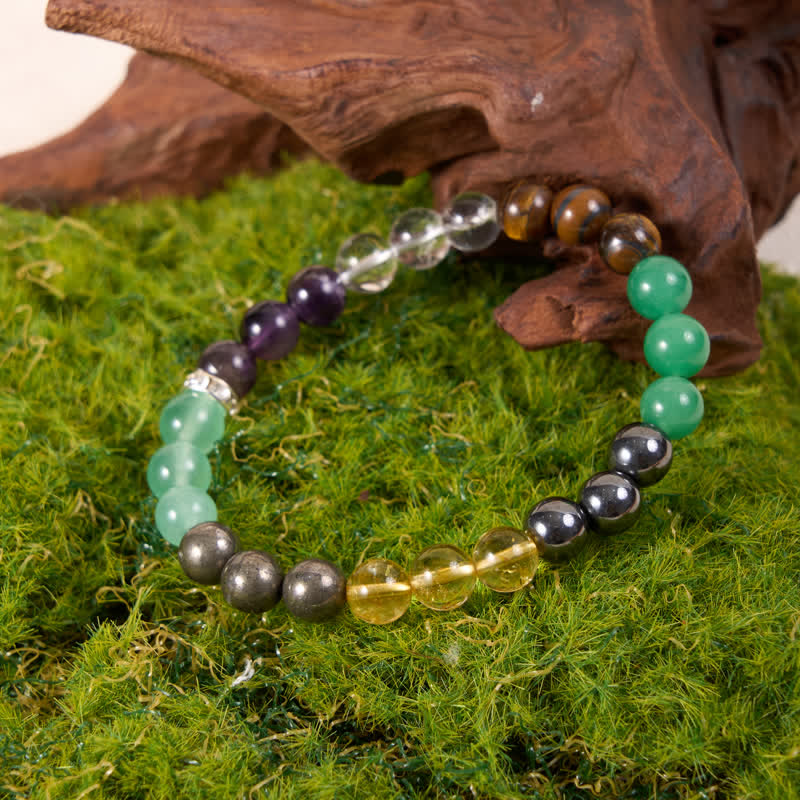 Bracelet Olivenorma en perles d'hématite, d'aventurine verte, d'améthyste et de citrine