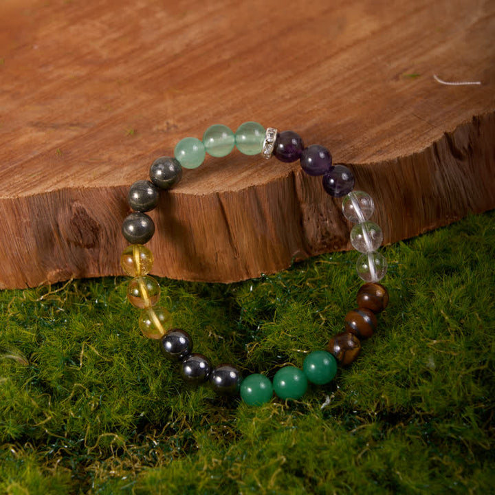 Bracelet Olivenorma en perles d'hématite, d'aventurine verte, d'améthyste et de citrine