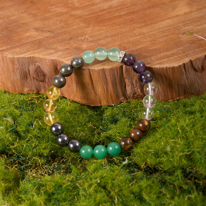 Bracelet Olivenorma en perles d'hématite, d'aventurine verte, d'améthyste et de citrine