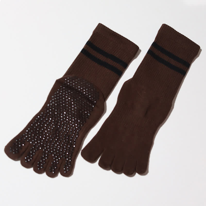 Chaussettes de Pilates Olivenorma antidérapantes, respirantes et idéales pour l'entraînement à la barre et en studio, ainsi que pour le yoga. - Café - 10 paires - image 13