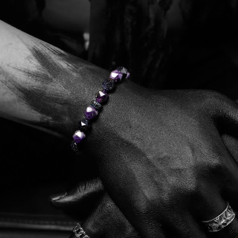 Bracelet en perles d'améthyste naturelle Olivenorma « Mystères » 