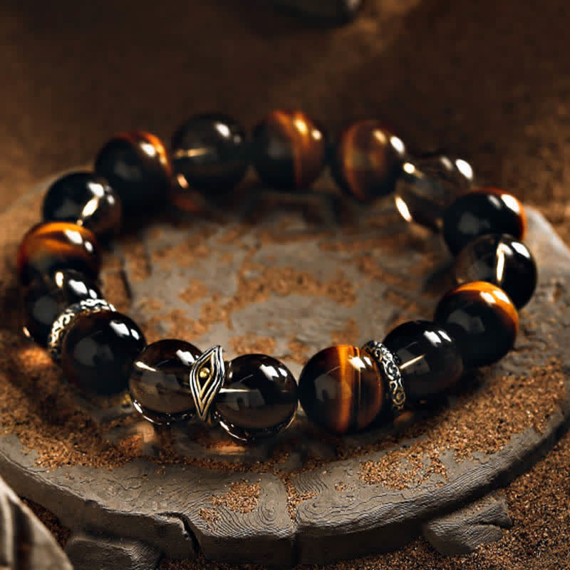 Bracelet en perles d'œil de tigre naturel Olivenorma « Eye of Vision » - image 2