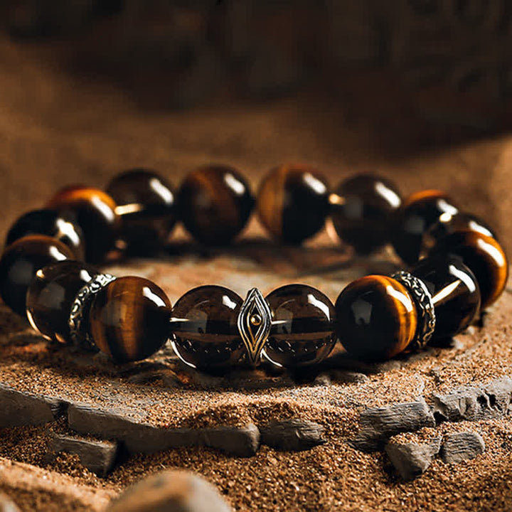 Bracelet en perles d'œil de tigre naturel Olivenorma « Eye of Vision » - 18 cm - image 0