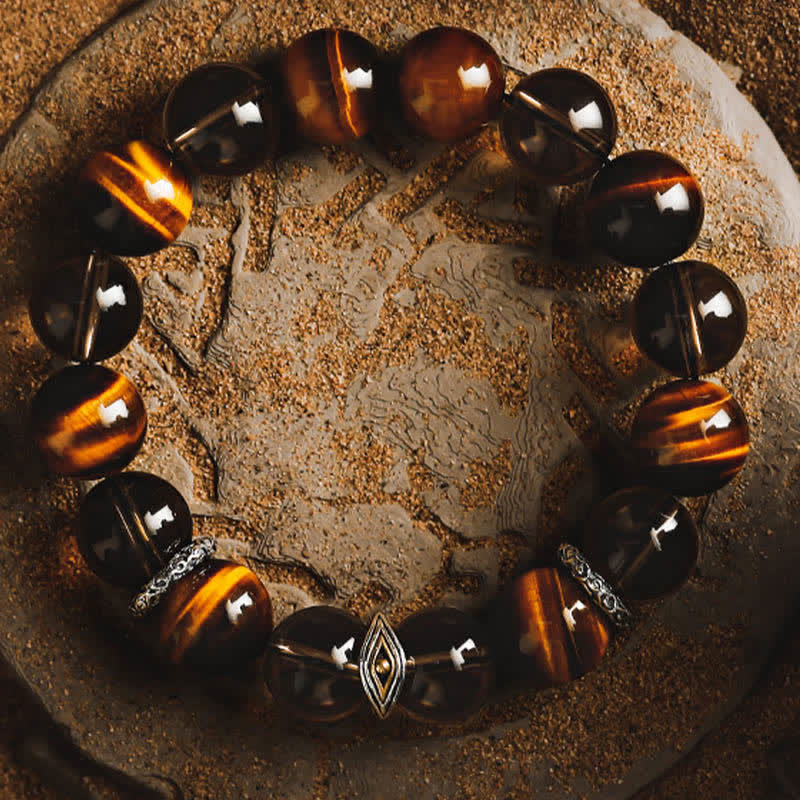 Bracelet en perles d'œil de tigre naturel Olivenorma « Eye of Vision » - image 1