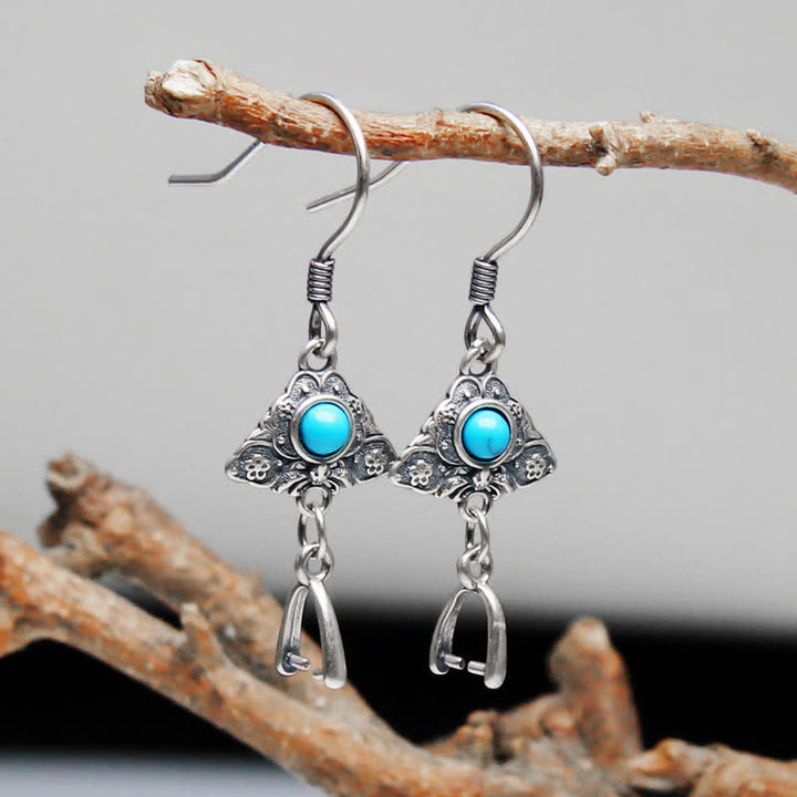 Boucles d'oreilles pendantes en forme de papillon de style ethnique en argent 925 Olivenorma - Turquoise - image 0