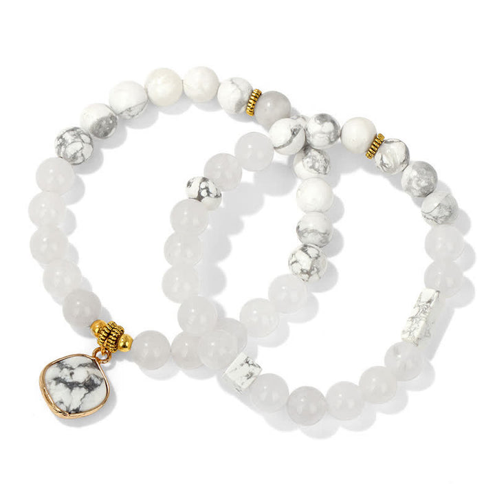 Ensemble de bracelets en perles de cristal transparent en pierre naturelle Olivenorma 