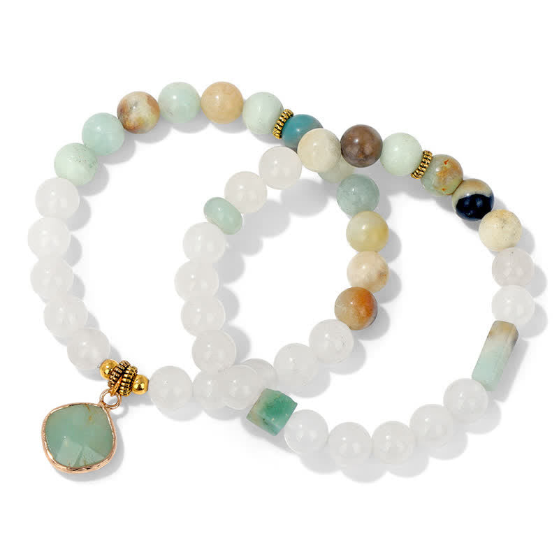 Ensemble de bracelets en perles de cristal transparent en pierre naturelle Olivenorma 