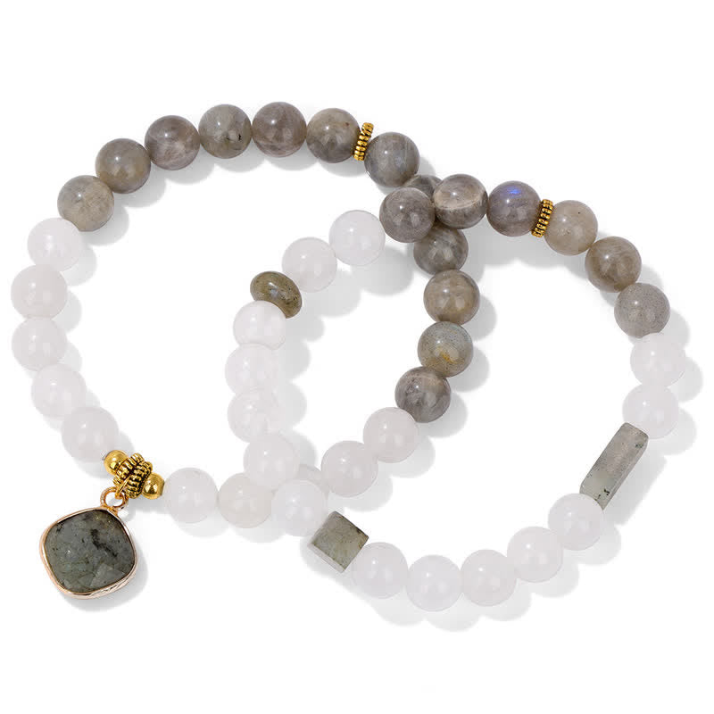 Ensemble de bracelets en perles de cristal transparent en pierre naturelle Olivenorma 