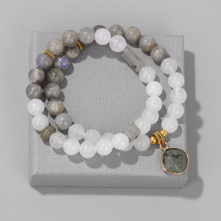 Ensemble de bracelets en perles de cristal transparent en pierre naturelle Olivenorma 