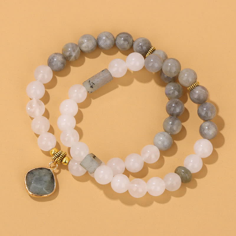 Ensemble de bracelets en perles de cristal transparent en pierre naturelle Olivenorma 