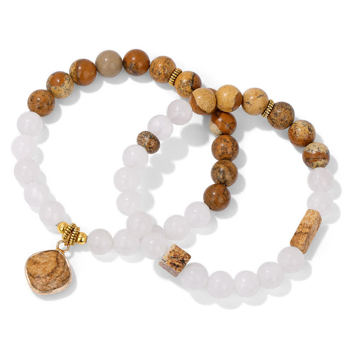 Ensemble de bracelets en perles de cristal transparent en pierre naturelle Olivenorma 