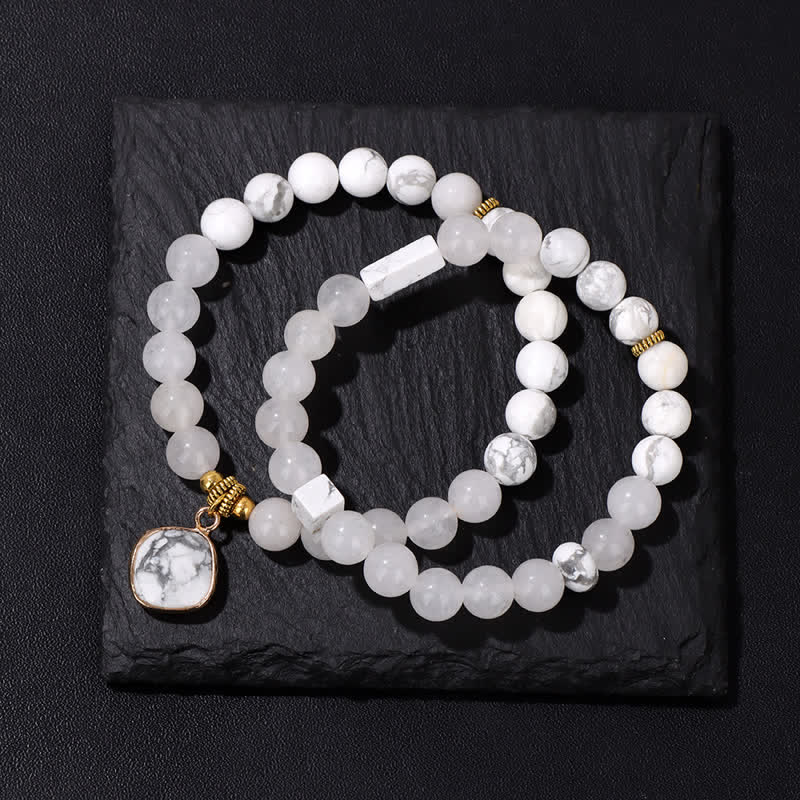 Ensemble de bracelets en perles de cristal transparent en pierre naturelle Olivenorma 