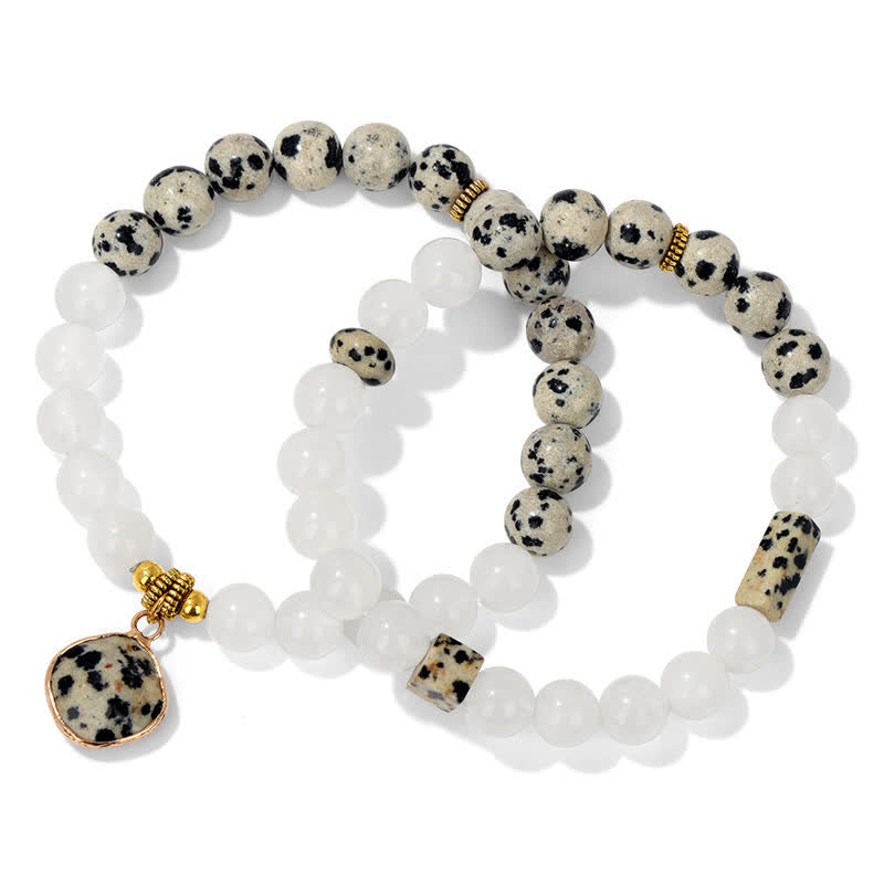Ensemble de bracelets en perles de cristal transparent en pierre naturelle Olivenorma 