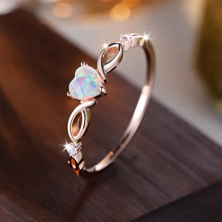 Bague de fiançailles en forme de cœur en opale Olivenorma « Eternity Unlimited »