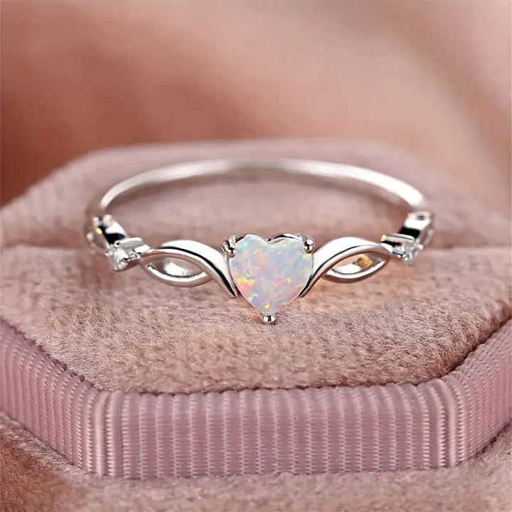 Bague de fiançailles en forme de cœur en opale Olivenorma « Eternity Unlimited »