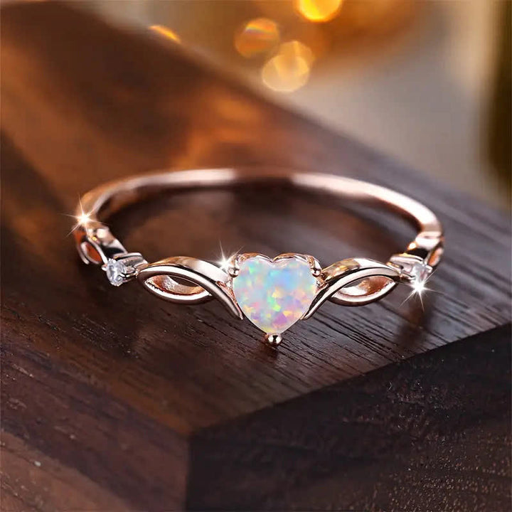 Bague de fiançailles en forme de cœur en opale Olivenorma « Eternity Unlimited »