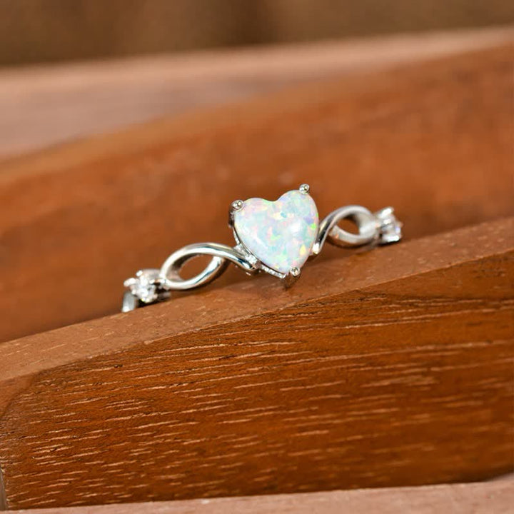 Bague de fiançailles en forme de cœur en opale Olivenorma « Eternity Unlimited »