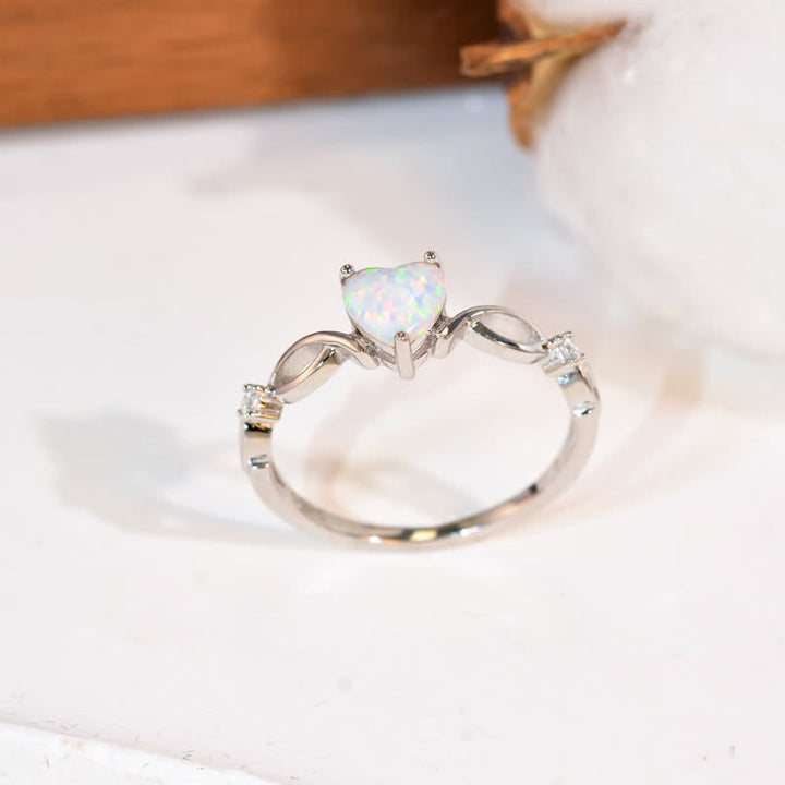Bague de fiançailles en forme de cœur en opale Olivenorma « Eternity Unlimited »