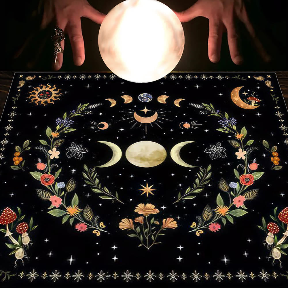 Nappe de tarot Olivenorma Astrologie Fleurs Lune &amp; Soleil 