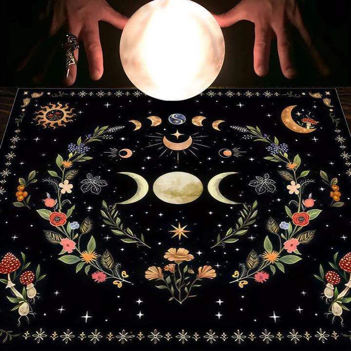 Nappe de tarot Olivenorma Astrologie Fleurs Lune &amp; Soleil 