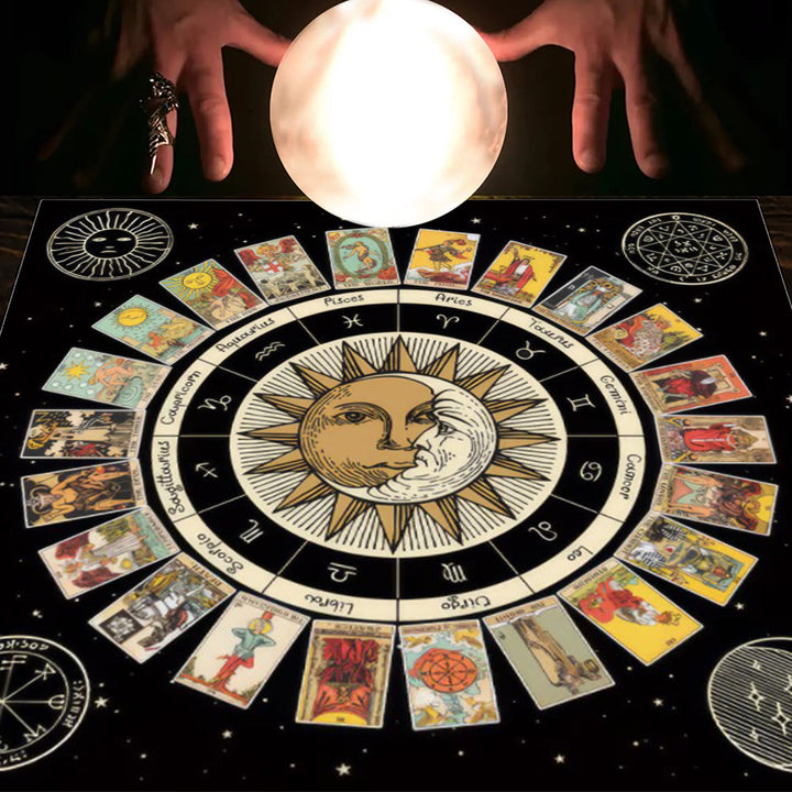 Nappe de tarot Olivenorma Astrologie Fleurs Lune &amp; Soleil 
