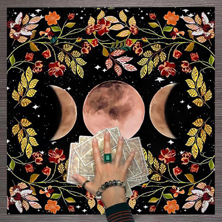 Nappe de tarot Olivenorma Astrologie Fleurs Lune &amp; Soleil 