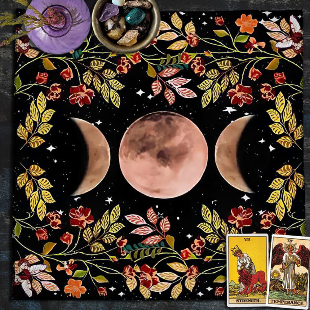 Nappe de tarot Olivenorma Astrologie Fleurs Lune &amp; Soleil 