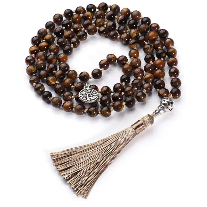 Collier Arbre de Vie Olivenorma 108 Perles Oeil de Tigre Mala 
