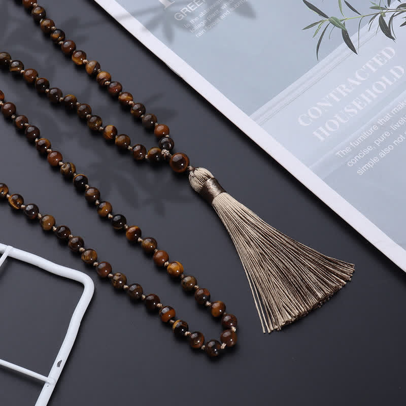 Collier Arbre de Vie Olivenorma 108 Perles Oeil de Tigre Mala 