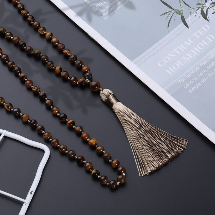 Collier Arbre de Vie Olivenorma 108 Perles Oeil de Tigre Mala 