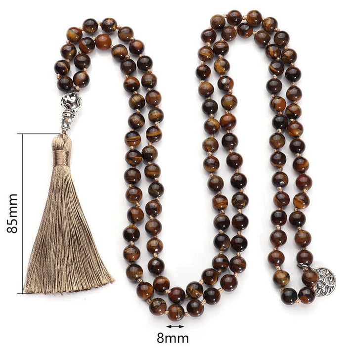 Collier Arbre de Vie Olivenorma 108 Perles Oeil de Tigre Mala 