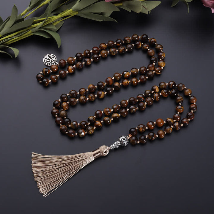 Collier Arbre de Vie Olivenorma 108 Perles Oeil de Tigre Mala 