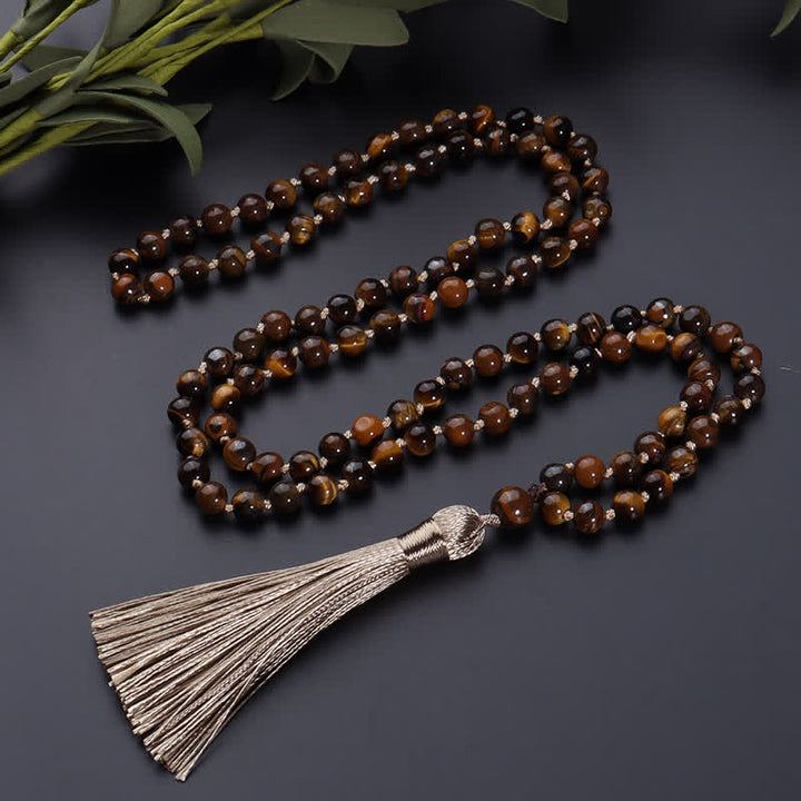 Collier Arbre de Vie Olivenorma 108 Perles Oeil de Tigre Mala 