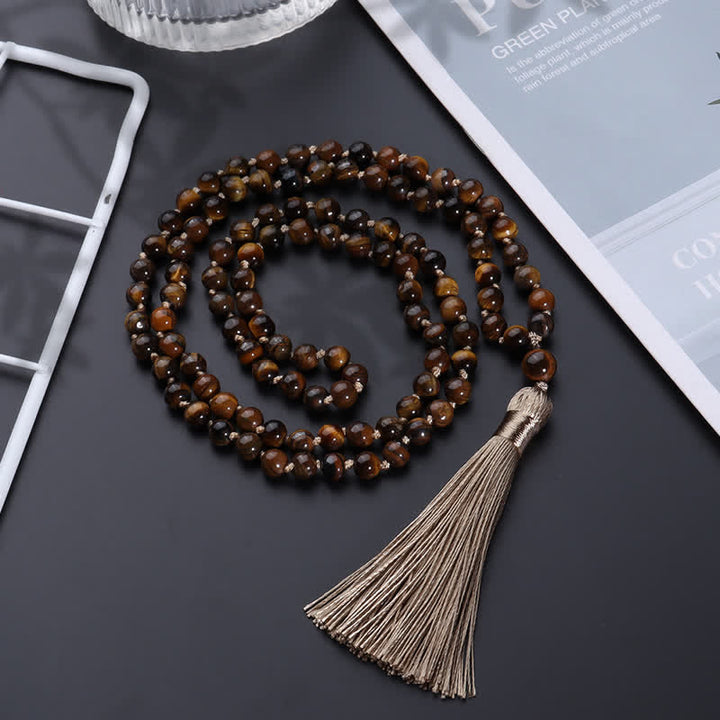 Collier Arbre de Vie Olivenorma 108 Perles Oeil de Tigre Mala 
