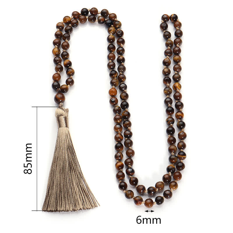 Collier Arbre de Vie Olivenorma 108 Perles Oeil de Tigre Mala 