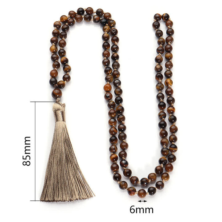 Collier Arbre de Vie Olivenorma 108 Perles Oeil de Tigre Mala 