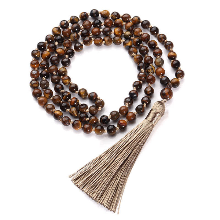 Collier Arbre de Vie Olivenorma 108 Perles Oeil de Tigre Mala 