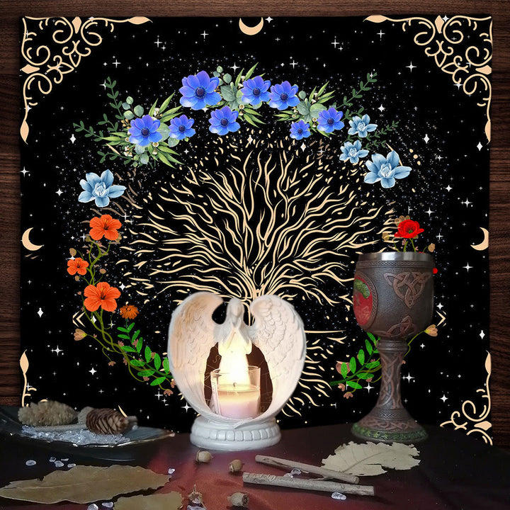 Tapisserie d'autel Olivenorma Arbre de vie Nappe de tarot