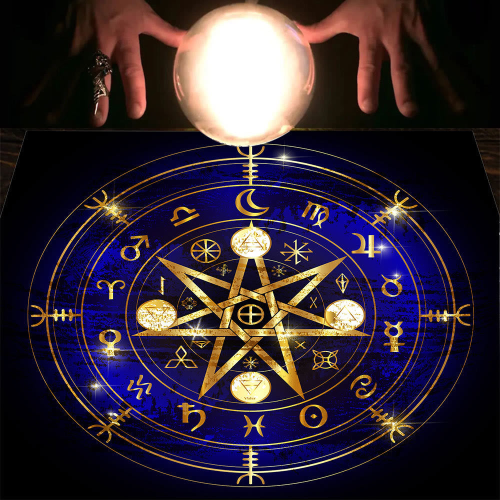 Nappe de tarot divinatoire avec phases lunaires et mandala Olivenorma 