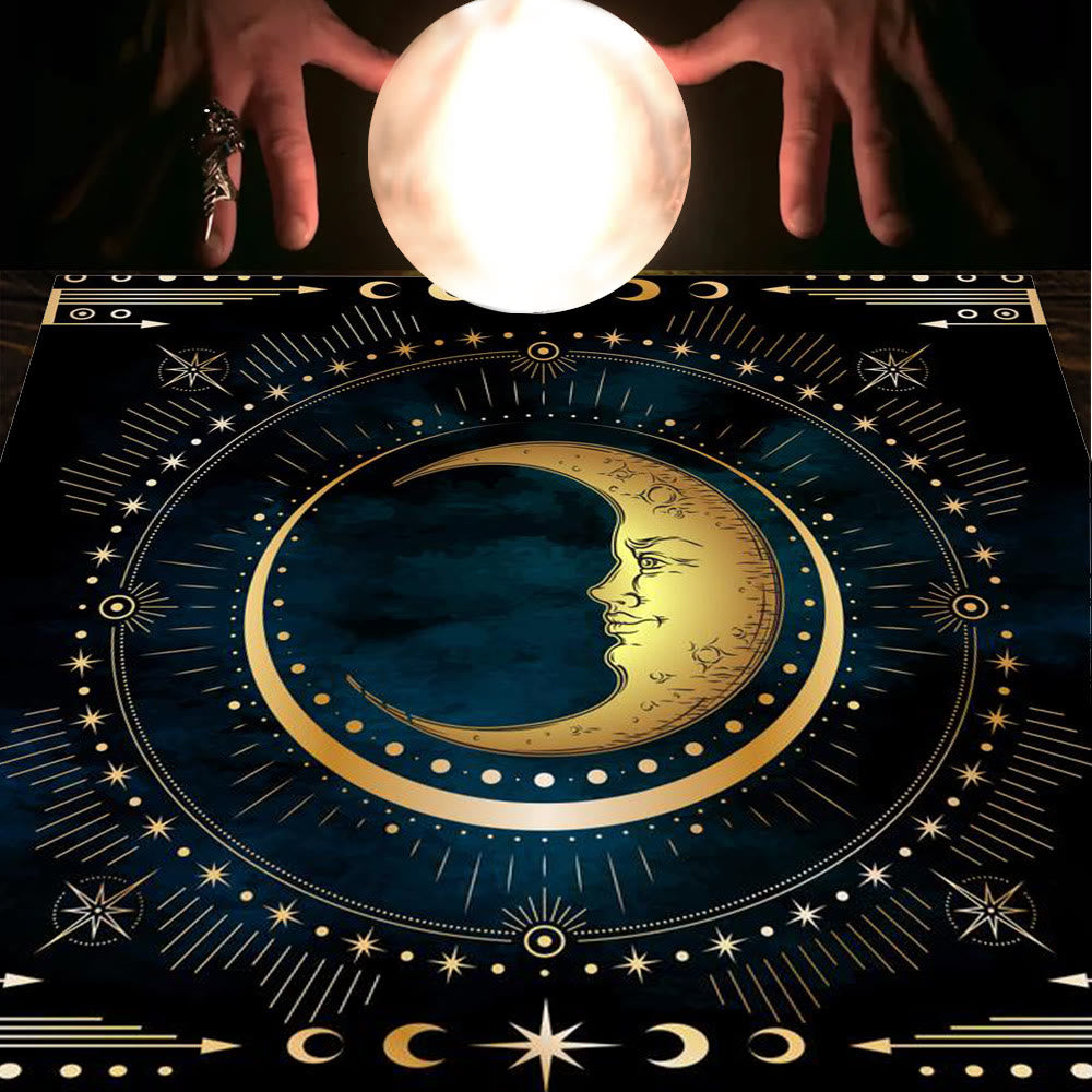 Nappe de tarot divinatoire avec phases lunaires et mandala Olivenorma 