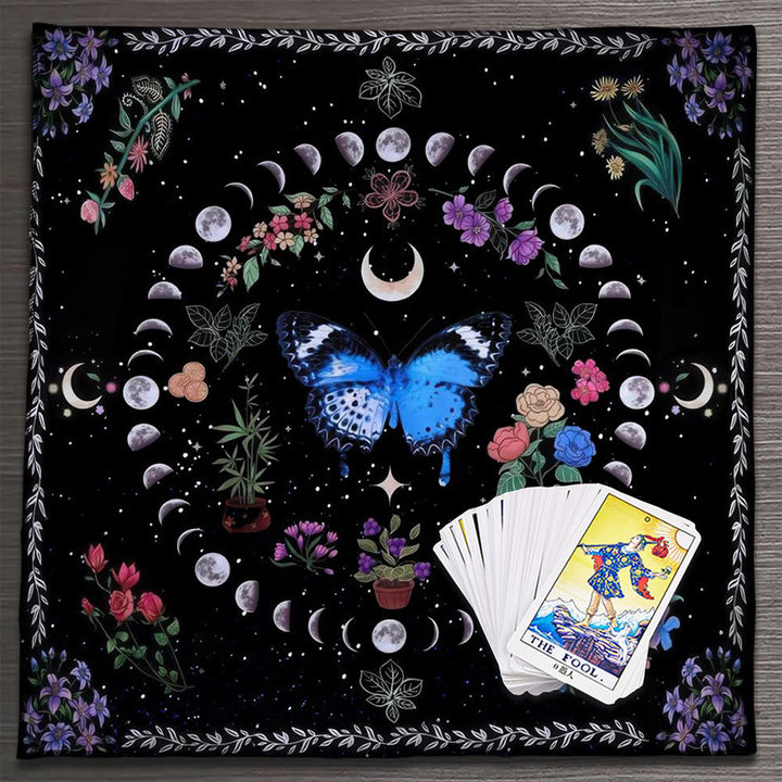 Nappe de tarot divinatoire avec phases lunaires et mandala Olivenorma 