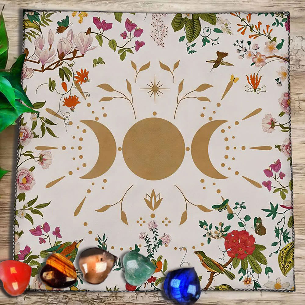 Nappe de tarot divinatoire avec phases lunaires et mandala Olivenorma 
