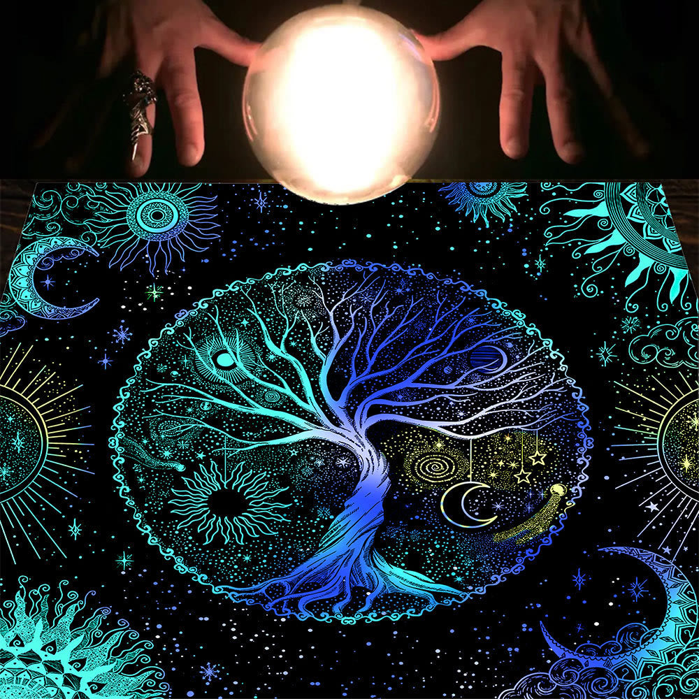 Nappe de tarot divinatoire avec phases lunaires et mandala Olivenorma 
