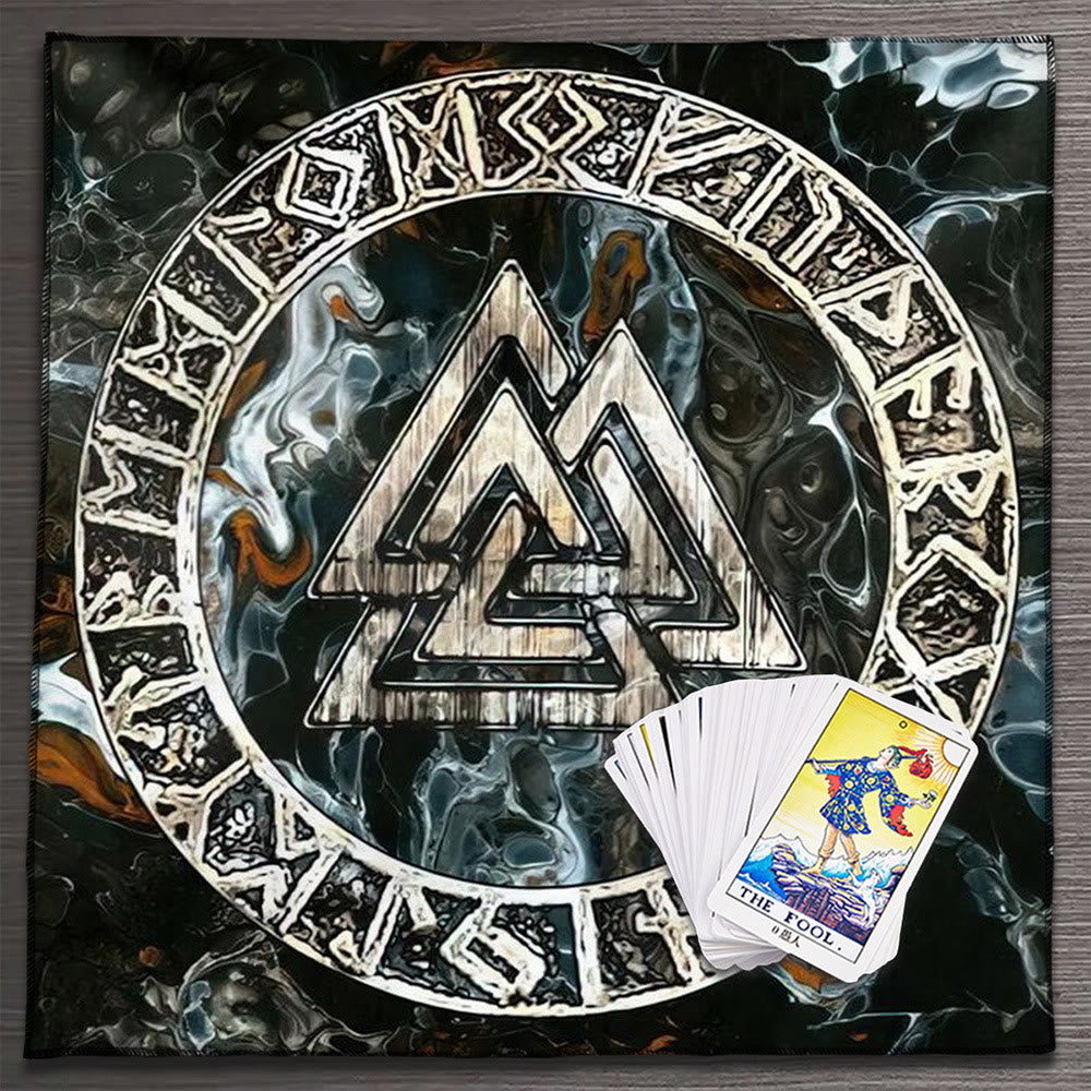 Nappe de tarot divinatoire avec phases lunaires et mandala Olivenorma 