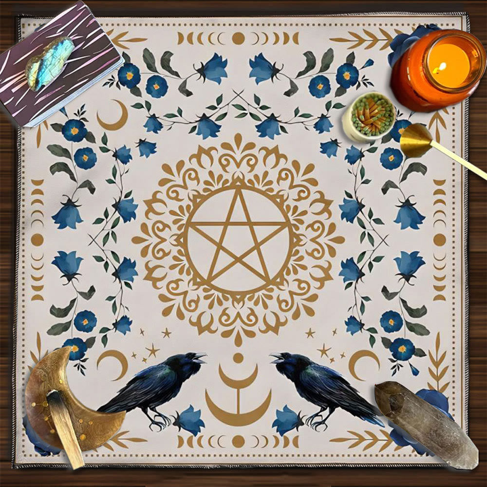 Nappe de tarot divinatoire avec phases lunaires et mandala Olivenorma 