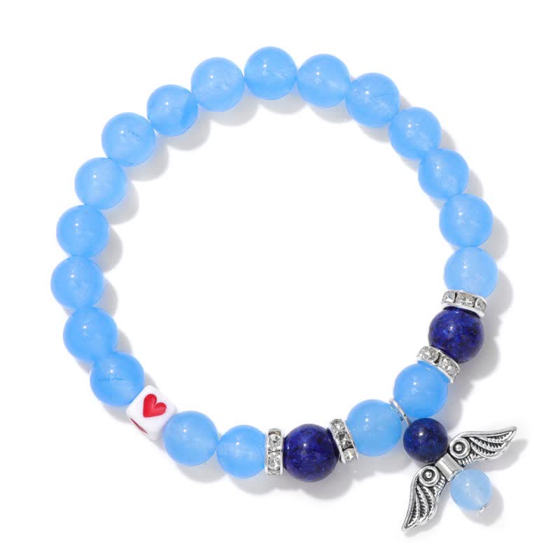 Bracelet pendentif aile d'ange en perles de pierre naturelle Olivenorma de 8 mm 