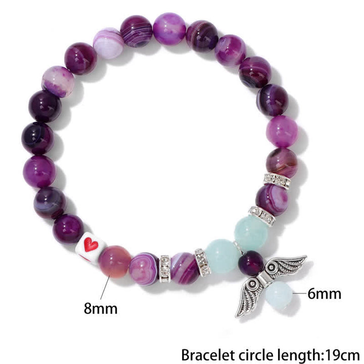 Bracelet pendentif aile d'ange en perles de pierre naturelle Olivenorma de 8 mm 