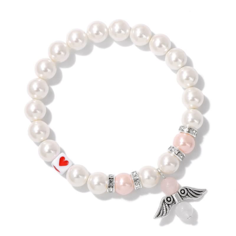 Bracelet pendentif aile d'ange en perles de pierre naturelle Olivenorma de 8 mm 