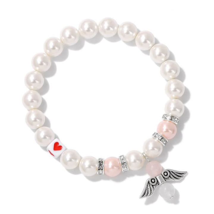 Bracelet pendentif aile d'ange en perles de pierre naturelle Olivenorma de 8 mm 